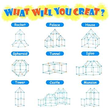 Kids Fort Building Kit, 135 PCS Indoor/Outdoor Play Fort Toys for Age 5,6,7,8,9,10,11,12 Years Old B...