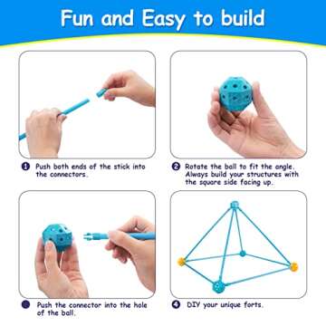 Kids Fort Building Kit, 135 PCS Indoor/Outdoor Play Fort Toys for Age 5,6,7,8,9,10,11,12 Years Old Boys & Girls, STEM Toys & Gifts Construction Fort DIY Castles Tunnels Play Tent Rocket Tower