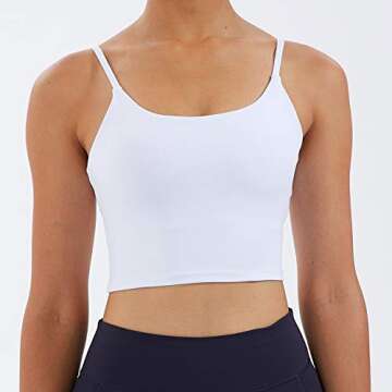 Meslong Women's Strappy Stretch Sports Bra Longline Yoga Tank Top Fitness Bra Workout Camisole Crop ...