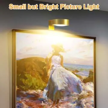 3Pcs Battery Operated Picture Light, Magnetic Led Painting Light with Remote Dimmable and Timer, 3 L...