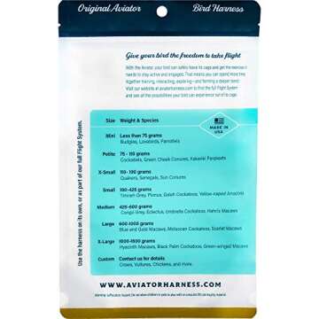 The AVIATOR Pet Bird Harness and Leash: Large Black