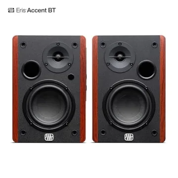 PreSonus Eris Accent BT 60W Powered Bookshelf Bluetooth Speakers – Studio Monitors for Turntable, ...