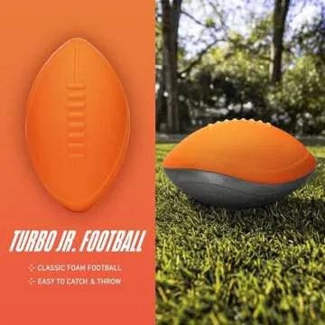 NERF Turbo Jr. Kids Foam Football - Classic Foam Football for Kids - Indoor + Outdoor Soft Foam Ball...