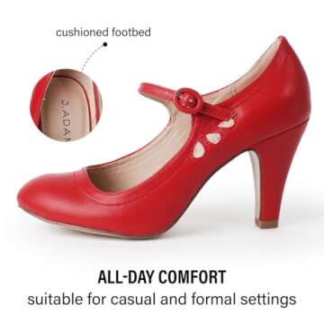 J. Adams Pixie Mary Jane Shoes Women Oxford Pumps - Cute Low Kitten High Heels - Retro Vintage Shoes...