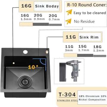 VCCUCINE Gunmetal Black Bar Sink Drop in, 13x15 Inch Topmount RV Small Kitchen Sink, Handmade Stainless Steel Wet Bar Sink, Outdoor Single Bowl Prep Sink with Dish Grid & Drain