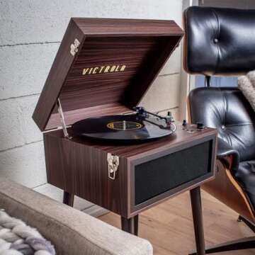 Victrola VTA-75-ESP Liberty 5-in-1 Turntable Music EntertainmentCenter with Bluetooth Wireless FM Ra...