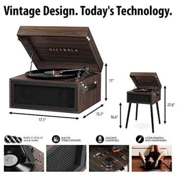 Victrola Liberty 5-in-1 Turntable with Bluetooth and FM Radio
