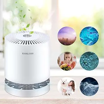 RIGOGLIOSO True HEPA Filter Air Purifier for Home Smokers Allergies and Pets Hair,Filtration System Cleaner Eliminators,Compact Desktop Purifiers Filtration with Night Light,Air Cleaner,GL2109