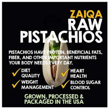 Zaiqa Raw Pistachios 12 oz, Unsalted Pistachio Kernels with No Shell, Pasteurized, California Grown | Ingredient of choice for Garnishing & Baking | Toast it for Guilt-Free On The Go Super Snack
