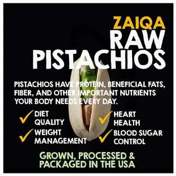 Zaiqa Raw Pistachios 12 oz, Unsalted Pistachio Kernels with No Shell, Pasteurized, California Grown | Ingredient of choice for Garnishing & Baking | Toast it for Guilt-Free On The Go Super Snack