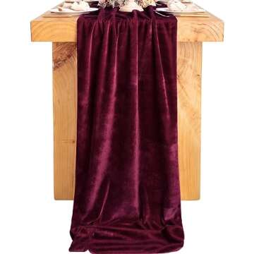 Socomi Burgundy Wine Red Velvet Table Runner 20 x 120 Inches 10ft Luxurious Thick Cotton Christmas Thanksgiving Wedding Runner for New Year Bridal Shower