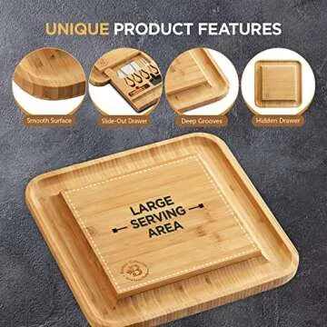 Bambüsi Charcuterie Boards Gift Set - Charcuterie Board Set, Bamboo Cheese Board Set - House Warming Gifts New Home, Wedding Gifts for Couple, Bridal Shower Gift