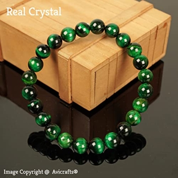 Beautiful Green Tiger Eye Gemstone Bead Bracelet - Adjustable Chakra Healing Gift