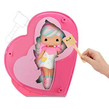 Secret Crush Surprise Large & Small Dolls - Sundae Swirl, Winnie Wafflecone Candy-Themed Hammer, Heart-Shaped Display Case for Storage & A Stand, Beads & Lanyard for DIY Jewelry - Kids Ages 3+