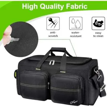 SNIGJAT DJ Bag, Large Capacity DJ Cable Bag with 6 Pockets for Extension Cords, Mics, Pedals, Mixer Bag for Musicians, DJ Equipment Gig Bag with Padded Shoulder Strap, Audio Mixer Case