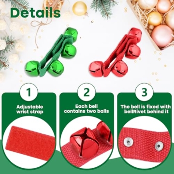NACHLYNN Christmas Wrist Bells - 8 Pcs for Festive Fun