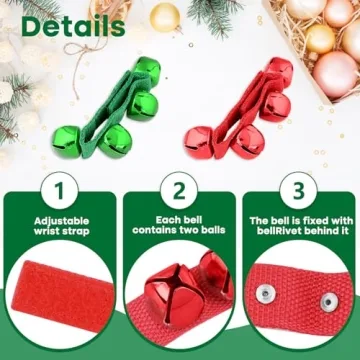 NACHLYNN Christmas Wrist Bells - 8 Pcs for Festive Fun