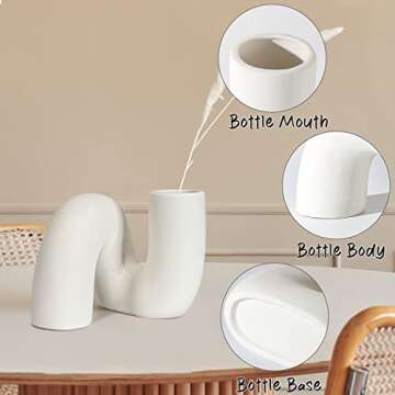 LORYDECO White Ceramic Twist Vase for Modern Home Decor