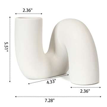 LORYDECO White Ceramic Twist Vase for Modern Home Decor