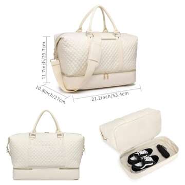 Travel Duffel Bags for Women,Weekender Overnight Bag with Shoe Pouch Large Carry On Bag Travel Tote ...