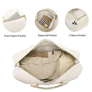 Travel Duffel Bags for Women,Weekender Overnight Bag with Shoe Pouch Large Carry On Bag Travel Tote Duffel Bag for Women (Beige)