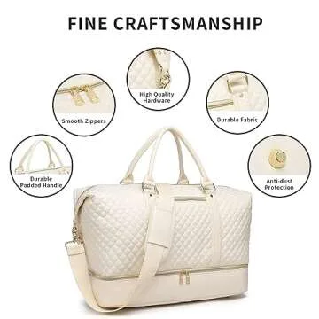 Stylish Travel Duffel Bag for Women with Shoe Compartment