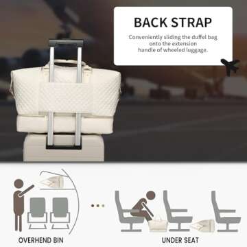 Travel Duffel Bags for Women,Weekender Overnight Bag with Shoe Pouch Large Carry On Bag Travel Tote Duffel Bag for Women (Beige)