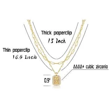 Tasiso Initial Necklaces for Women, Layered Gold Letter Necklace 14k Gold Plated Personalized A-Z Diamond Initial Pendant Necklace Monogram Cute Name Choker Necklaces Shine Jewelry
