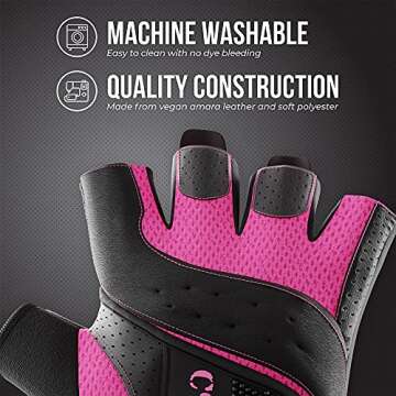 Contraband Pink Label 5137 Women's Padded Weight Lifting and Rowing Gloves w/Grip-Lock Padding (Pair) - Machine Washable Fingerless Workout Gloves Designed Specifically for Women (Pink, Medium)