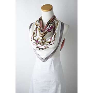 corciova 35 x 35 Large Women Satin Square Silk Like Hair Scarf Wrap Headscarf Baby Pink White Jewelry Curly Headband Bandana