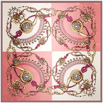 corciova 35 x 35 Large Women Satin Square Silk Like Hair Scarf Wrap Headscarf Baby Pink White Jewelry Curly Headband Bandana