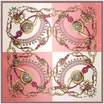 corciova 35 x 35 Large Women Satin Square Silk Like Hair Scarf Wrap Headscarf Baby Pink White Jewelry Curly Headband Bandana