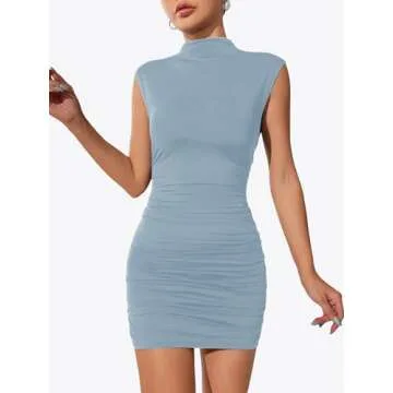 SOLY HUX Women's Mock Neck Mini Dress - Pure Blue Style