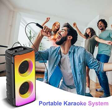 Bluetooth Speakers, 60W(80W Peak) Portable Loud Wireless Stereo Speaker with Rich Bass, Bluetooth 5.0, FM Radio, Colorful Light, TWS Pairing, EQ, 10000mAh Battery, Outdoor Speaker for Home Party Gift