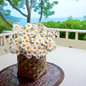 AmyHomie Artificial Flowers, Silk Daisy for Home Decoration & Weddings