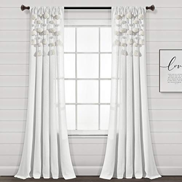 Lush Decor Boho Pom Pom Tassel Linen Curtain - Stylish & Functional