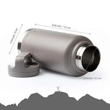 GRANDTIES 2 Lids Sports Stainless Steel Water Bottles – Wide Mouth Vacuum Insulated Reusable Leak Proof BPA-Free Travel Metal Canteen, Thermos Bottles for Men Women Gym (Caffe Latte 32 oz)