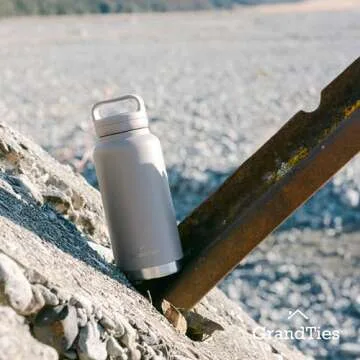 GRANDTIES 2 Lids Sports Stainless Steel Water Bottles – Wide Mouth Vacuum Insulated Reusable Leak Proof BPA-Free Travel Metal Canteen, Thermos Bottles for Men Women Gym (Caffe Latte 32 oz)