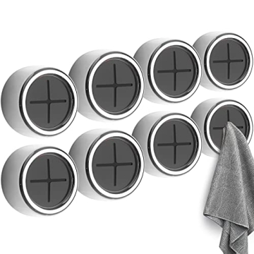 Eiqer 8 Pack Kitchen Towel Holder, Self Adhesive Wall Dish Towel Hook, Round Wall Mount Towel Holder...