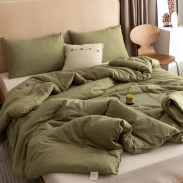 Luxurious ROSGONIA Olive Green Queen Comforter Set
