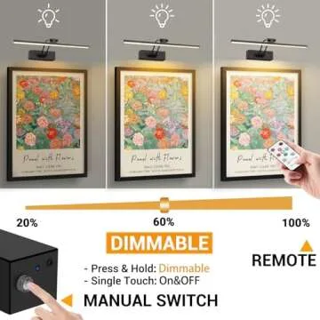 Elavika 2 Pack Picture Light Battery Operated for Wall, 12" Wireless Art Light with Remote, Rechargeable LED Lighting, Dimmable, Timer for Gallery Display Frame Painting, Black