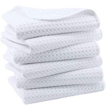 ProHomTex Microfiber Kitchen Dish Hand Towels, Waffle Weave Set of 6 (16” x 28”) Highly Absorben...