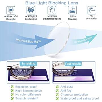 Mytreasure Anti Fog Safety Glasses Goggles for Women Men Blue Light Blocking Protective Glasses Oversize TR Square Frame(Tortoiseshell)