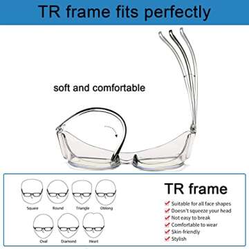 Mytreasure Anti Fog Safety Glasses Goggles for Women Men Blue Light Blocking Protective Glasses Oversize TR Square Frame(Tortoiseshell)
