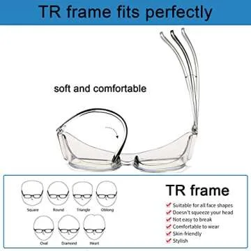 Mytreasure Anti Fog Safety Glasses Goggles for Women Men Blue Light Blocking Protective Glasses Oversize TR Square Frame(Tortoiseshell)