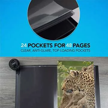 ITOYA Original Art ProFolio 18x24 Black Photo Album Book with 48 Pages - Protective Binder with Plastic Sleeves