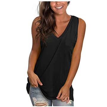 Today's Clearance Prime Tank Tops for Women 2025 Summer Sleeveless V Neck Blouse Tees Plus Size Cott...