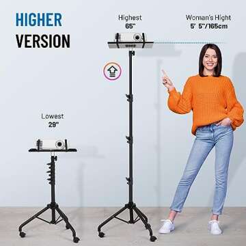 CAHAYA Projector Tripod Stand: Height Adjustable, Portable, Versatile