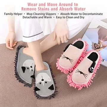 Frjjthchy Cartoon Dog Mop Slippers for Cozy Cleaning Footwear