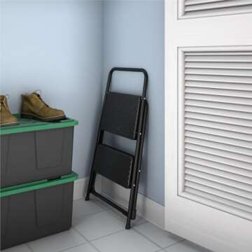 Cosco Lightweight Two Step House Step Stool for Easy Reaching and Cleaning - Non-Marring Leg Tips, Slip Resistant Steps, Stable Rear Leg Support